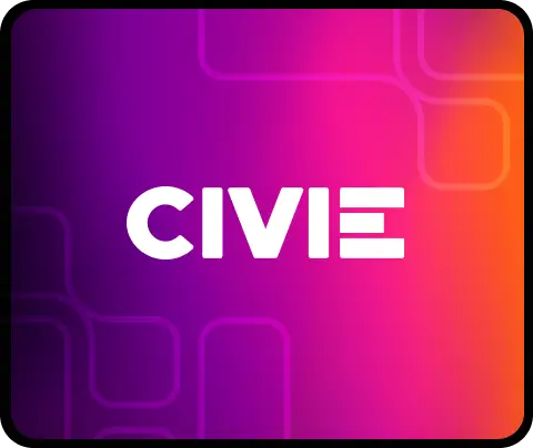 CIVIE logo displayed on a purple and orange gradient background.