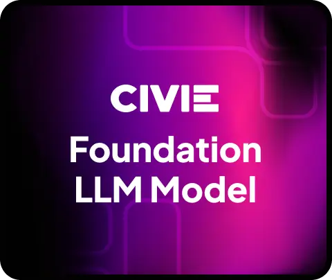 CIVIE Foundation LLM Model graphic on a purple gradient background